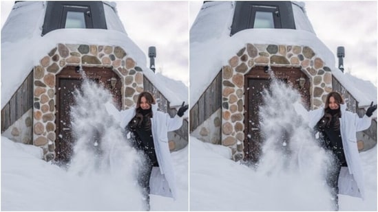 Sonakshi embraced the inner child as she played with snow and made us drool.&nbsp;(Instagram/@aslisona)