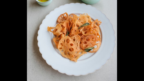 Lotus root remains firm and can be baked to a delicious, healthy crisp. We don’t often have fun with the textures of vegetables, but that’s only because it takes a little learning to know how. (Shutterstock)